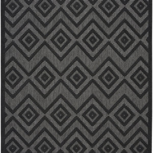 4' X 6' Charcoal Black Argyle Indoor Outdoor Area Rug