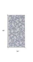 2' X 4' Grey Floral Washable Area Rug