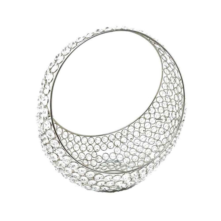 Silver and Faux Crystal Bling Ring Basket 13"