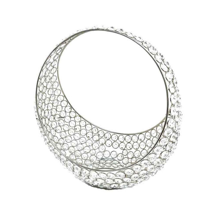 Silver and Faux Crystal Bling Ring Basket 13"