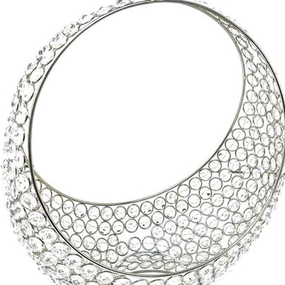 Silver and Faux Crystal Bling Ring Basket 13"