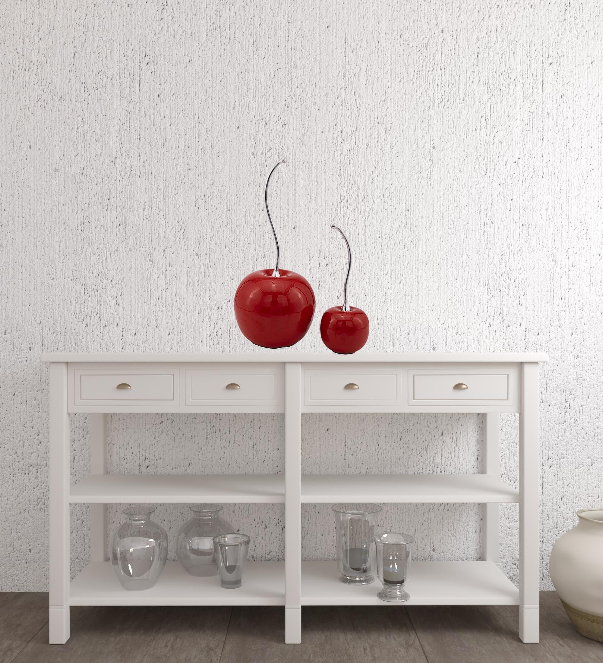 21" Red and Silver Enamel Cherry Sculpture