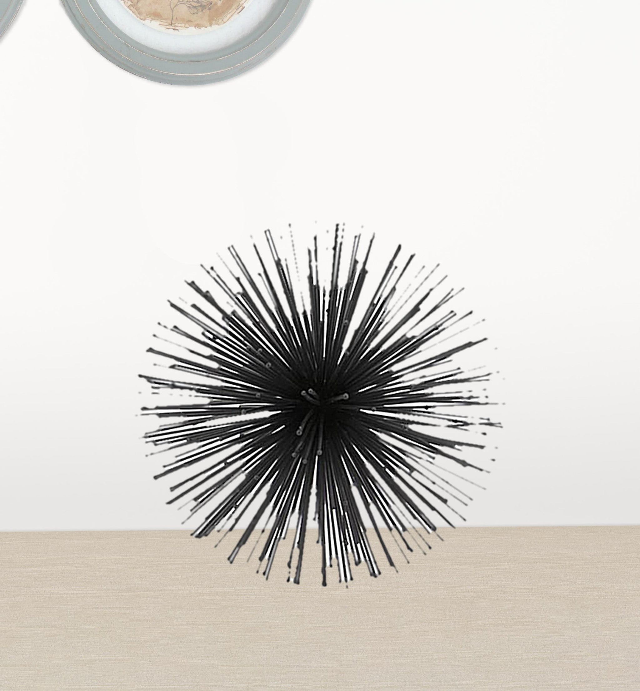 8" Black Metal Spiky Sphere