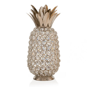 11" Silver And Clear Faux Crystal Decorative Pineapple