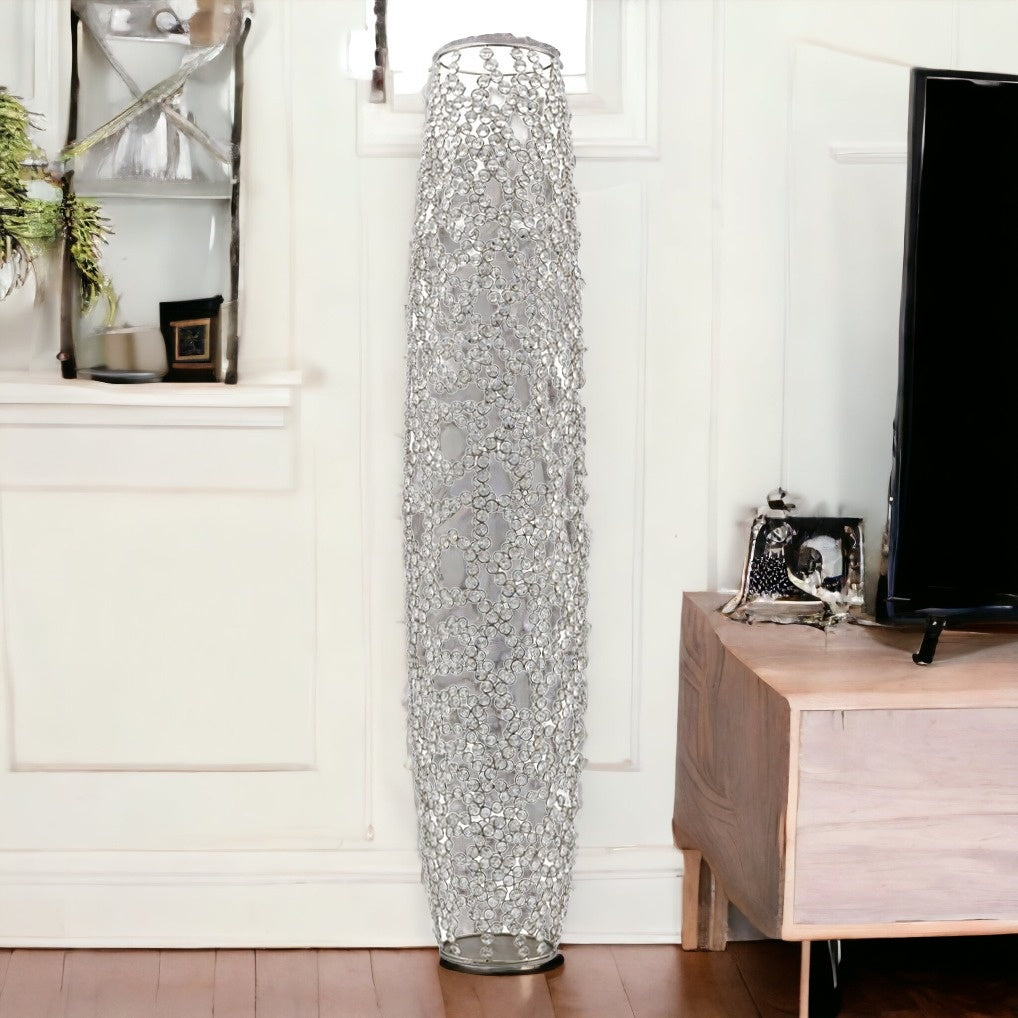47" Bling Faux Crystal Abstract Twigs Barrel Floor Vase