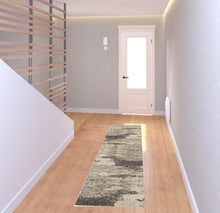 2' X 8' Ivory And Grey Abstract Power Loom Non Skid Runner Rug