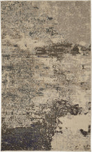 3' X 5' Ivory And Grey Abstract Power Loom Non Skid Area Rug