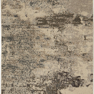 3' X 5' Ivory And Grey Abstract Power Loom Non Skid Area Rug