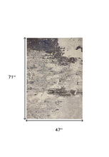 4' X 6' Ivory And Grey Abstract Power Loom Non Skid Area Rug