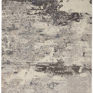 5' X 7' Ivory And Grey Abstract Power Loom Non Skid Area Rug