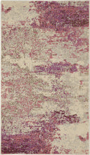 2' X 4' Ivory And Pink Abstract Power Loom Non Skid Area Rug