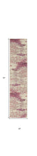 2' X 8' Ivory And Pink Abstract Power Loom Non Skid Runner Rug