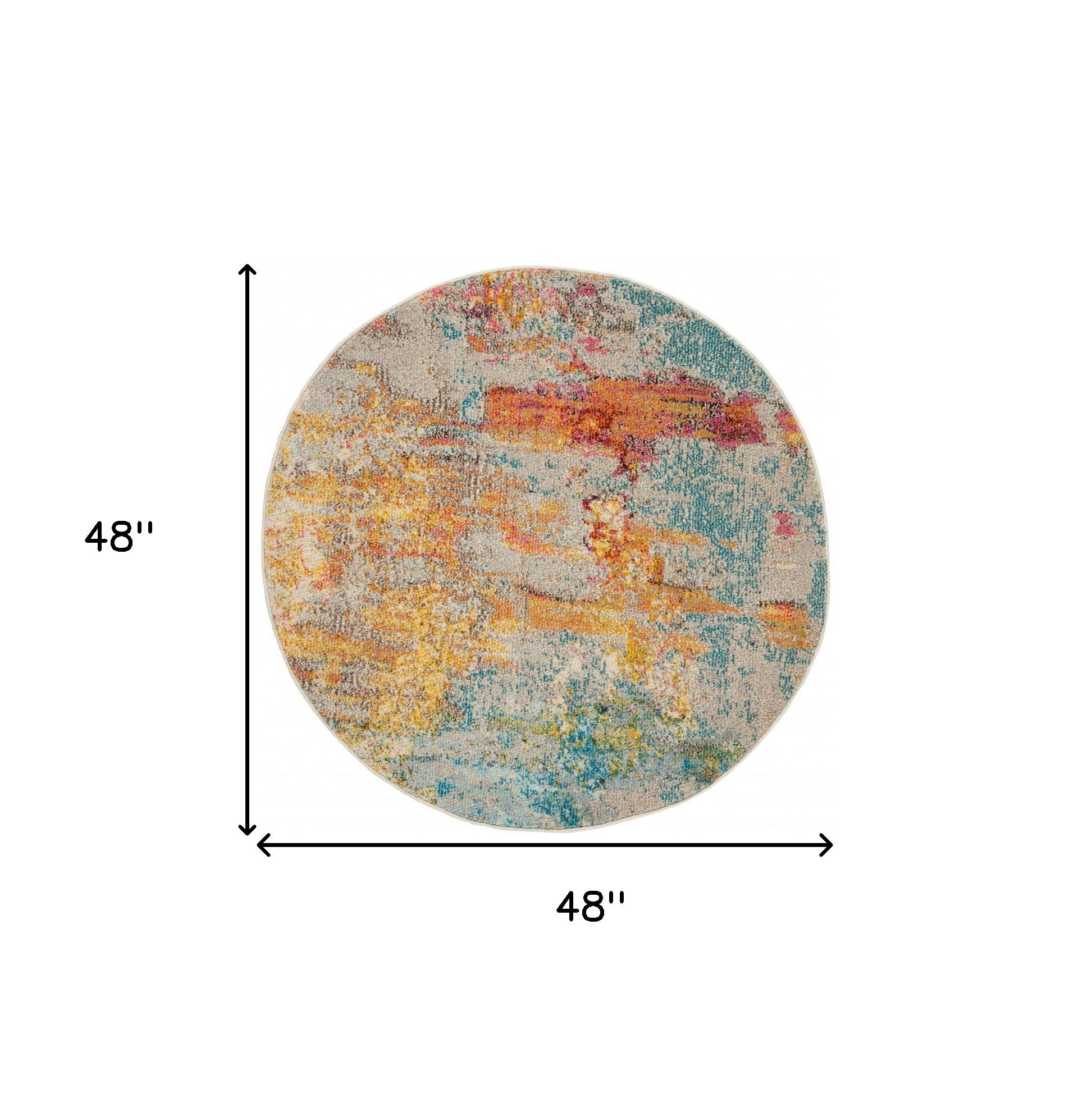 4' X 4' Sealife Round Abstract Power Loom Non Skid Area Rug