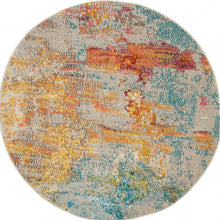 4' X 4' Sealife Round Abstract Power Loom Non Skid Area Rug