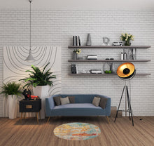 4' X 4' Sealife Round Abstract Power Loom Non Skid Area Rug