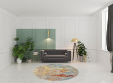 8' X 8' Sealife Round Abstract Power Loom Non Skid Area Rug