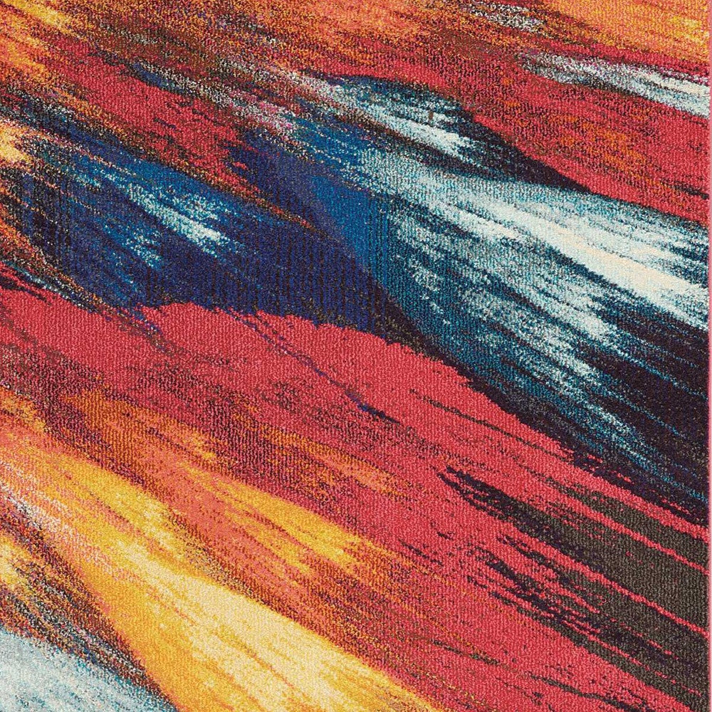 5' X 7' Burst Abstract Power Loom Non Skid Area Rug