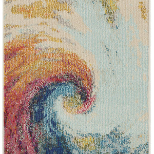 2' X 6' Wave Abstract Power Loom Non Skid Runner Rug