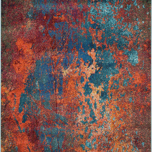 4' X 6' Atlantic Abstract Power Loom Non Skid Area Rug