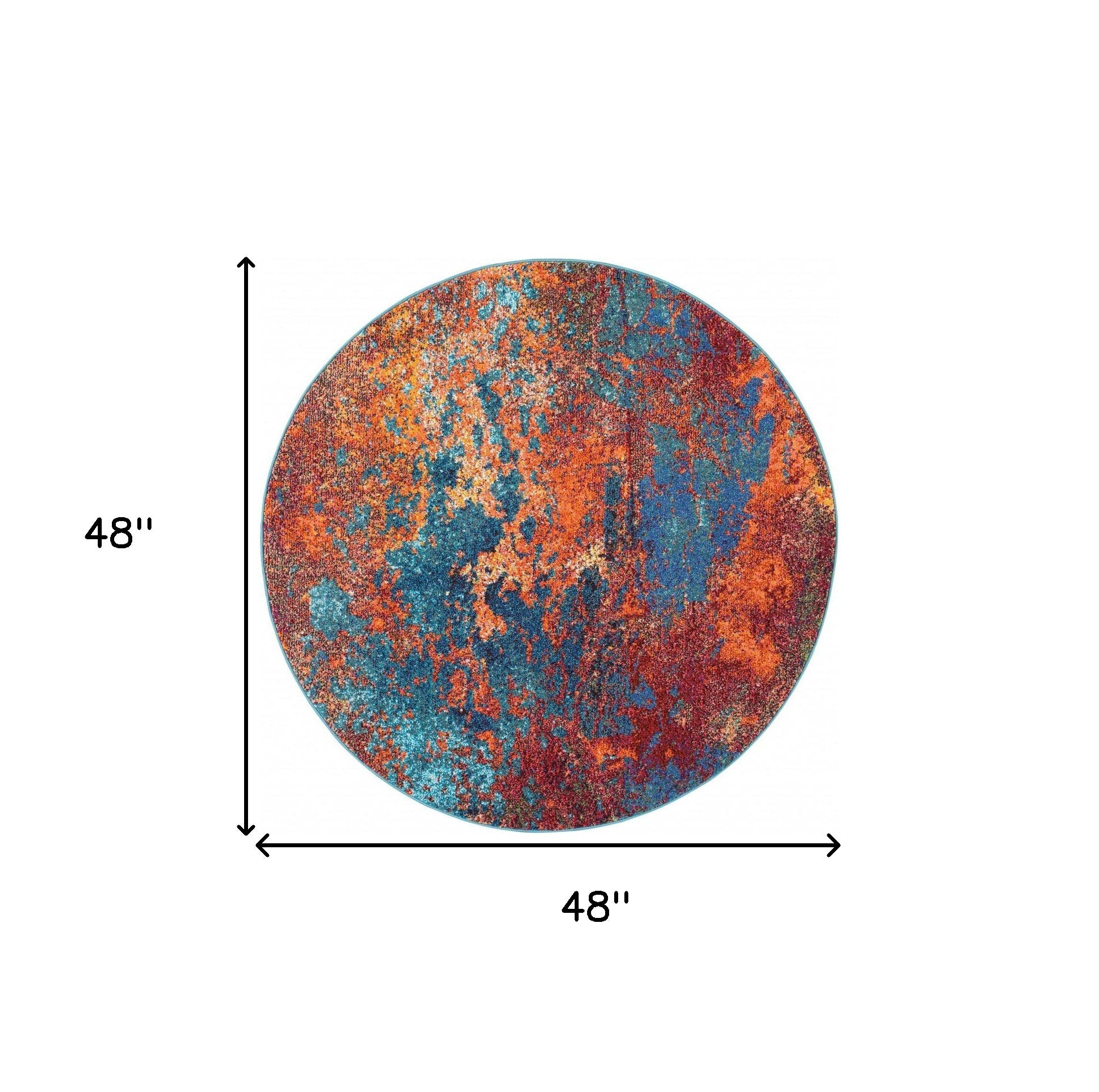 Atlantic Round Abstract Power Loom Non Skid Area Rug - 4' x 4'