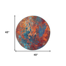 Atlantic Round Abstract Power Loom Non Skid Area Rug - 4' x 4'