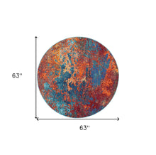 Atlantic Round Abstract Power Loom Non Skid Area Rug - 5' x 5'