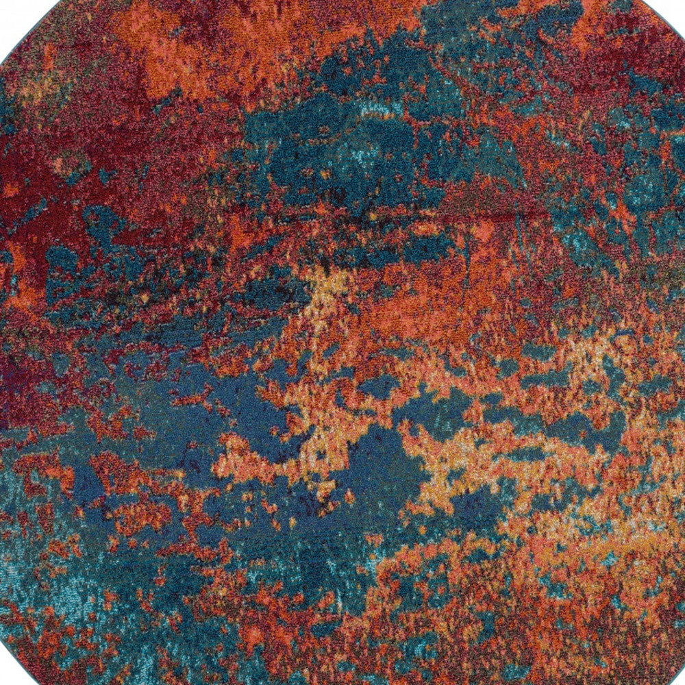 8' X 8' Atlantic Round Abstract Power Loom Non Skid Area Rug