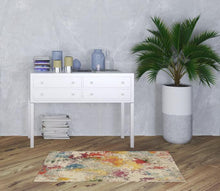 3' X 5' Ivory Abstract Power Loom Non Skid Area Rug