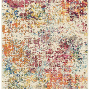 2' X 6' Pink Abstract Power Loom Distressed Non Skid Area Rug