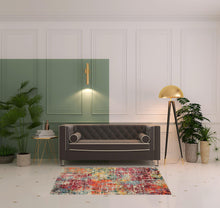 4' X 6' Pink Abstract Power Loom Distressed Non Skid Area Rug