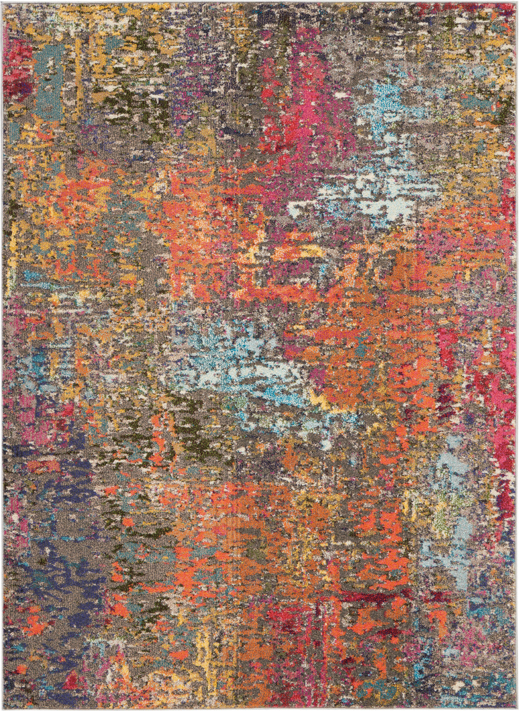 5' X 7' Sunset Abstract Power Loom Non Skid Area Rug