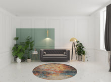 8' X 8' Multicolor Round Abstract Power Loom Non Skid Area Rug