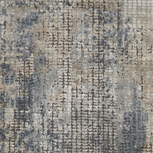 2' X 8' Blue And Beige Abstract Power Loom Distressed Non Skid Runner Rug