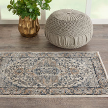 Ivory And Grey Oriental Non Skid Area Rug 2' X 4'
