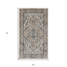 Ivory And Grey Oriental Non Skid Area Rug 2' X 4'