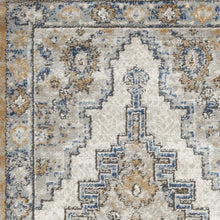 2' X 4' Grey And Light Blue Oriental Power Loom Non Skid Area Rug