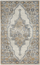 3' X 5' Grey And Light Blue Oriental Power Loom Non Skid Area Rug