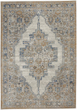 4' X 6' Grey And Light Blue Oriental Power Loom Non Skid Area Rug