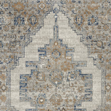 4' X 6' Grey And Light Blue Oriental Power Loom Non Skid Area Rug
