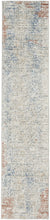 2' X 8' Ivory Abstract Power Loom Distressed Non Skid Runner Rug