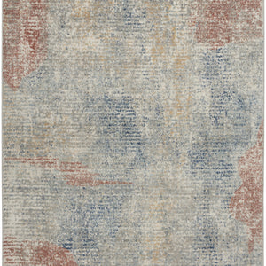 5' X 7' Ivory Abstract Power Loom Distressed Non Skid Area Rug