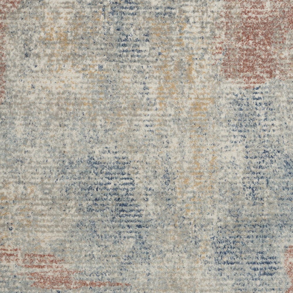 5' X 7' Ivory Abstract Power Loom Distressed Non Skid Area Rug