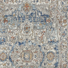 3' X 5' Ivory And Blue Oriental Power Loom Non Skid Area Rug
