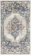 2' X 4' Blue And Grey Oriental Power Loom Non Skid Area Rug