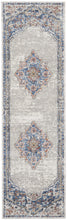 2' X 8' Blue And Grey Oriental Power Loom Non Skid Runner Rug