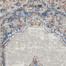 2' X 8' Blue And Grey Oriental Power Loom Non Skid Runner Rug