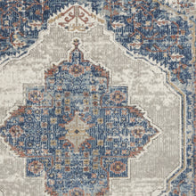 5' X 7' Blue And Grey Oriental Power Loom Non Skid Area Rug