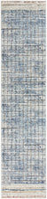 2' X 8' Blue Abstract Power Loom Distressed Non Skid Runner Rug