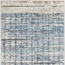 2' X 8' Blue Abstract Power Loom Distressed Non Skid Runner Rug