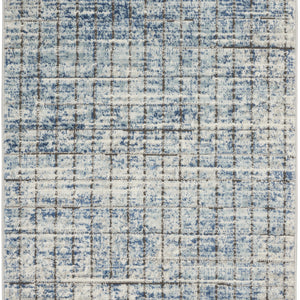 3' X 5' Blue Abstract Power Loom Distressed Non Skid Area Rug